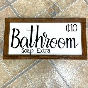 Solid Wooden Bathroom Sign